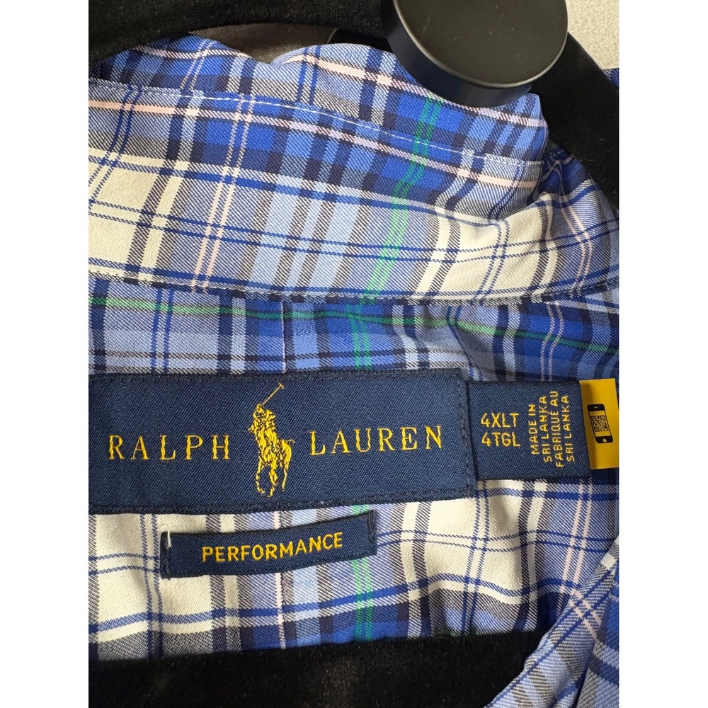 Ralph Lauren Performance Mens 4XLT Blue Plaid Stretch Button Down Shirt New - Picture 3 of 14
